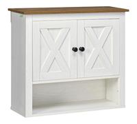 kleankin Armoire murale suspendue salle de bain, placard à portes, ouvert, 60x19,5x52,5 cm Blanc