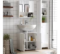 kleankin Armoire Murale Miroir de Salle de Bain avec Portes et étagère réglable - dim. 54L x 15,2l x 55,3H cm Blanc