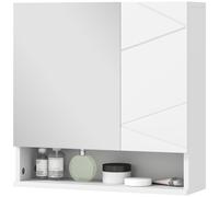 kleankin Armoire murale miroir de salle de bain placard de rangement 2 portes 55 x 17 x 55 cm blanc