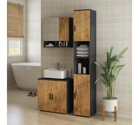 kleankin Armoire murale miroir de salle de bain placard de rangement 2 portes 55 x 17 x 55 cm naturel gris foncé