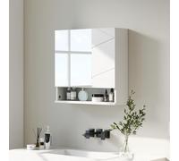 kleankin Armoire Murale Miroir de Salle de Bain Placard de Rangement 2 Portes avec étagères réglables Design Contemporain 55 x 17 x 55 cm Blanc