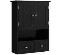 kleankin Armoire murale pour salle de bain, armoire murale, armoire murale pour salle de bain, 2 portes avec fermeture magnétique, 2 tiroirs et étagère ouverte, pour cuisine, buanderie, 50,8x17,8x66