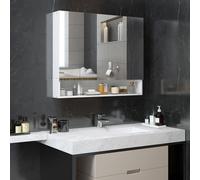 kleankin Armoire murale salle de bain avec miroir, armoire de toilette 3 portes miroir, étagères réglables, 90x15x75cm, blanc