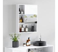 kleankin Armoire Murale Salle de Bain Porte Miroir 60 x 15 x 76 cm Blanc