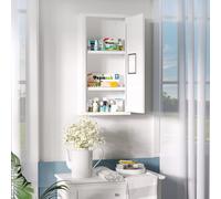 kleankin Armoire à Pharmacie Armoire à médicaments Murale 2 étagères 3 Niveaux avec Porte aimantée métal 30 x 12 x 60 cm Blanc