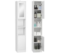 kleankin Armoire Salle de Bain Haute Colonne avec Miroir 30x28x170cm Blanc