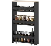 kleankin Chariot de rangement à 3 niveaux chariot de stockage étagère sur roulettes avec poignée - 48 x 15 x 80 cm noir
