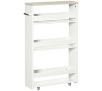 kleankin Chariot de rangement à 3 niveaux avec roulettes et poignée 48 x 15 x 80 cm Blanc