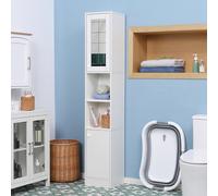 Kleankin Colonne de Rangement Blanche Salle de Bain Étagère Réglable 30x28x170cm | Aosom France