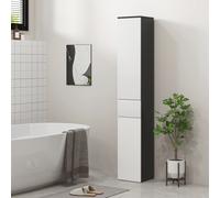 Kleankin Colonne de Salle de Bain Salvaspazio en Bois avec 2 Armoires et Tiroir, 30x28x180 cm, Noir