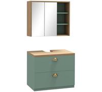 kleankin Ensemble de Meubles de Salle de Bain Armoire Miroir Vert