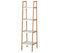 Kleankin Étagère en Bambou de Salle de Bain 4 Niveaux à Lattes dim. 35L x 36l x 138H cm Bois Pin Blanc aosom france