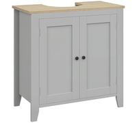 kleankin Meuble bas de lavabo avec 2 portes et étagère réglable pour lavabo avec ou sans piédestal Style moderne 60 x 30 x 60 cm Gris