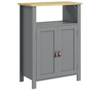 kleankin Meuble Bas de Salle de Bain Multi-rangements Grande Niche Placard Double Porte avec étagère réglable en Hauteur Gris et Naturel