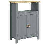 kleankin Meuble Bas de Salle de Bain Multi-Rangements, Gris et Naturel | Grande Niche, Placard Double Porte, Étagère Réglable en Hauteur