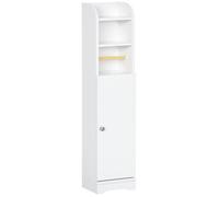 Meuble WC armoire toilette- porte, 2 étagères, niche, support papier - blanc