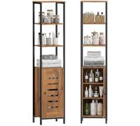 kleankin Meuble Colonne de Salle de Bain 37 x 30 x 167 cm Marron Rustique