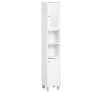 kleankin Meuble colonne de salle de bain armoire haute 2 placards 6 niches étagères réglables 30 x 28 x 180 cm blanc