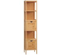 kleankin Meuble Colonne de Salle de Bain Bambou 30 x 30 x 140 cm Naturel