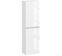 kleankin Meuble Colonne de Salle de Bain, Armoire de Rangement Haute, Finition Brillante, étagères réglables, 2 placards, étagère de Rangement pour Salle de Bain, 35 x 25 x 120 cm, Blanc laqué