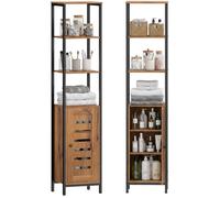 kleankin - Meuble colonne de salle de bain - Panneaux de particules - 37x30x167cm - Marron