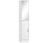 kleankin Meuble colonne salle de bain avec miroir, meuble de rangement à 6 niveaux 2 portes étagères réglables 32x28x162cm blanc