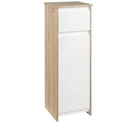 kleankin Meuble colonne salle de bain cosy 32x30x90 cm MDF blanc aspect chêne porte et tiroir