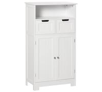 kleankin Meuble de salle de bain - 2 tiroirs, niche, placard, étagère réglable - 60x30x109 cm Blanc