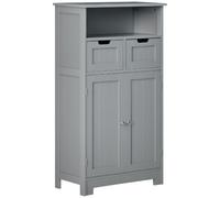 kleankin Meuble de Salle de Bain, 2 Tiroirs, Niche, 60 x 30 x 109 cm, Gris | Meuble de Rangement, Placard avec Porte, Étagère Réglable, Armoire de Salle de Bain, Cuisine, Salon