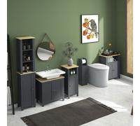 kleankin Meuble de Salle de Bain à 3 Étagères en MDF et Panneau de Particules avec Étagère Intérieure Réglable, 60x30x80.5 cm