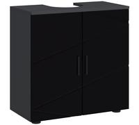 kleankin Meuble de salle de bain avec armoire à 2 portes, meuble sous-vasque à pied en bois avec étagère réglable, pour lavabos avec ou sans colonne, 60 x 30 x 60 cm, noir