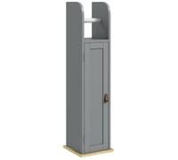 kleankin Meuble porte-papier toilette colonne Meuble de salle de bain avec placard et étagères réglables 20 x 20 x 80 cm gris