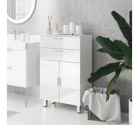 kleankin Meuble de Salle de Bain, Commode de Salle de Bain, 2 Tiroirs, Étagère Ajustable, Panneau de Particules, Blanc