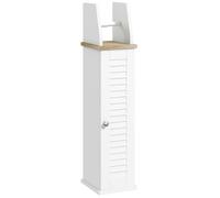kleankin Meuble de salle de bain support papier toilette avec placard et étagère réglable 18 x 20 x 80 cm blanc