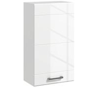 kleankin Armoire murale de salle de bain 1 porte avec étagère réglable en hauteur 3 niveaux 37 x 22,5 x 70 cm blanc haut brillant