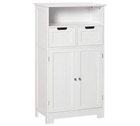 kleankin Meuble de Salle de Bain, Meuble de Rangement avec 2 tiroirs, Niche, Placard avec Porte, étagère réglable, Armoire de Salle de Bain, Cuisine, Salon, 60 x 30 x 109 cm, Blanc