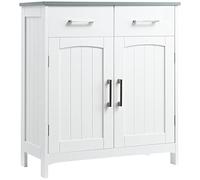 kleankin Meuble de Salle de Bain, Meuble de Rangement avec 2 tiroirs, Placard avec Portes, étagère réglable, Armoire de Salle de Bain, Cuisine, Salon, 68 x 33 x 76 cm, Blanc
