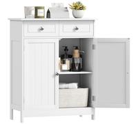 kleankin Meuble de Salle de Bain, Meuble de Rangement avec 2 tiroirs, Placard Double Porte et étagère réglable, Armoire Salle de Bain, Salon, Chambre, 60 x 30 x 75 cm, Blanc