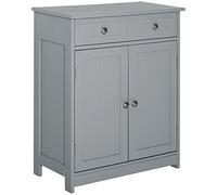 kleankin Meuble de Salle de Bain, Meuble de Rangement avec 2 tiroirs, Placard Double Porte et étagère réglable, Armoire Salle de Bain, Salon, Chambre, 60 x 30 x 75 cm, Gris