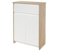 kleankin Meuble de salle de bain, meuble de rangement, tiroir et placard double porte, 60x30x90cm, blanc et effet bois naturel