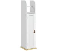 kleankin Meuble de Salle de Bain Support Papier Toilette avec Placard et étagères réglables 20 x 20 x 80 cm Blanc
