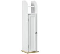 kleankin Meuble de Salle de Bain Support Papier Toilette avec Placard et étagères réglables 20 x 20 x 80 cm Blanc