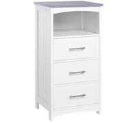 kleankin Meuble colonne salle de bain sur pied 3 tiroirs 1 niche 40×33×80 cm Blanc