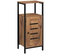 kleankin Meuble bas salle de bain – Porte à lamelles, étagère réglable, 37×30×85 cm, brun rustique