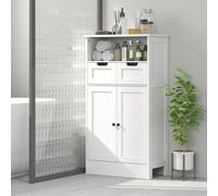 kleankin Meuble de Salle de Bains avec 2 Tiroirs, Porte, 60 x 30 x 109 cm, Blanc