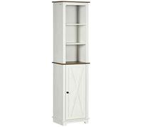 kleankin Meuble de Salle de Bains Haut avec Porte à 3 Compartiments et étagère réglable 39,5x30x160 cm Blanc