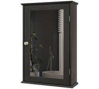 kleankin Meuble Mural de Salle de Bain avec Miroir et Porte à Fermeture Magnétique, 41x14x60 cm, Noir