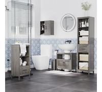 kleankin Meuble Mural Meuble de Rangement Suspendu pour Salle de Bains avec étagères et Une Porte - 48 x 20 x 50 cm - Gris