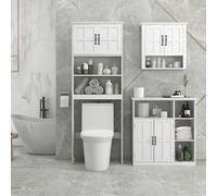 kleankin Meuble salle de bain, armoire salle de bain sur pied avec double porte, tiroir, compartiments ouverts, 80x34x81cm, blanc