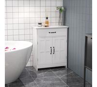 kleankin Meuble salle de bain, armoire salle de bain sur pied avec double porte, tiroir et étagère réglable, 60x30x75cm, blanc